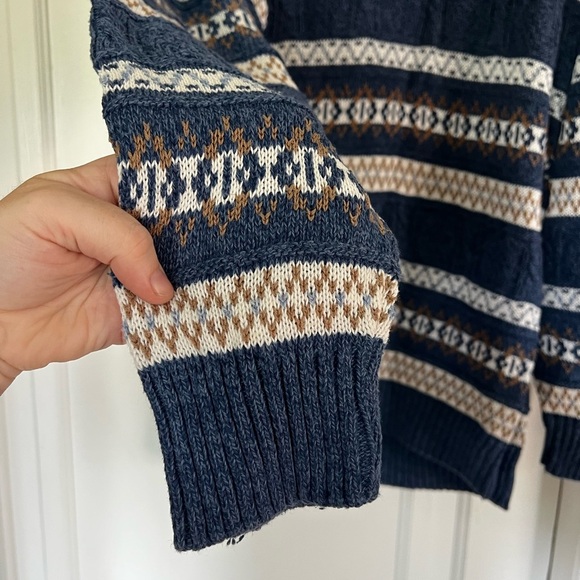 Vintage Navy Sweater XL 90s Slouchy Knit Grandpa Pullover Grunge Cottagecore - Picture 2 of 7